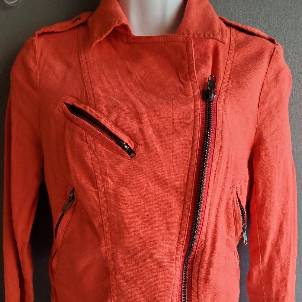 Free People Orange Zippered Jacket - Size 0